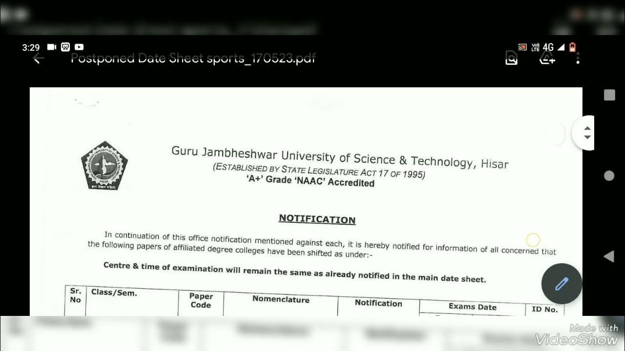 paper shifted BA theory date sheet gju affiliated colleges YouTube