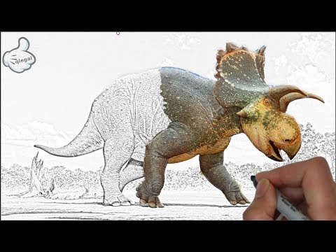 How to Color: Triceratops Dinosaur