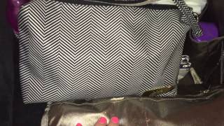 What is in my Diaper Bag !  JuJu Be legacy Queen of the Nile diaper bag .