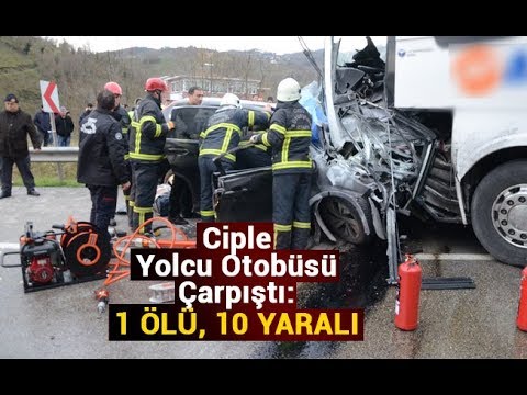 Ciple Yolcu Otobüsü Çarpıştı: 1 Ölü, 10 Yaralı