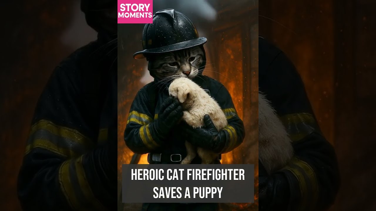 Heroic Cat Firefighter Saves A Puppy Shorts