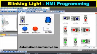 PLC HMI Programming and Simulation of Blinking Light Logic