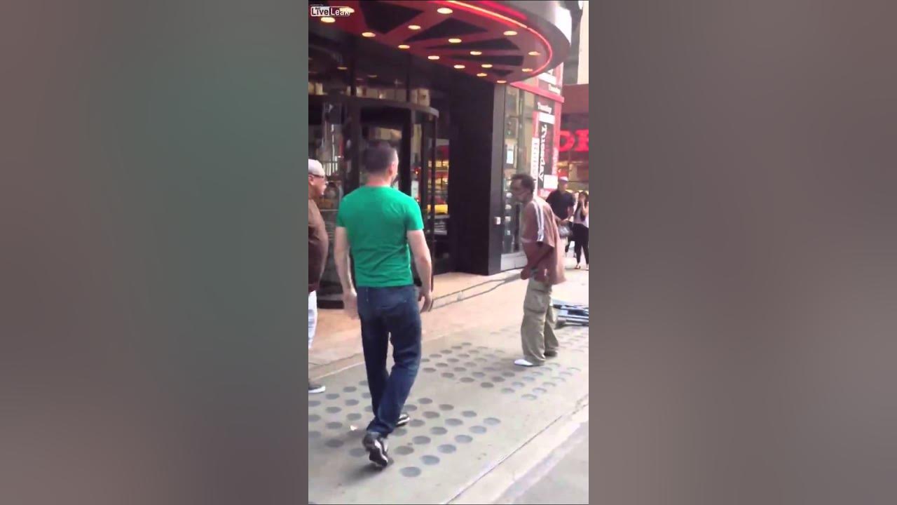 Times Square Crutch fight - YouTube