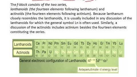 Lanthanides (d & f block elements)