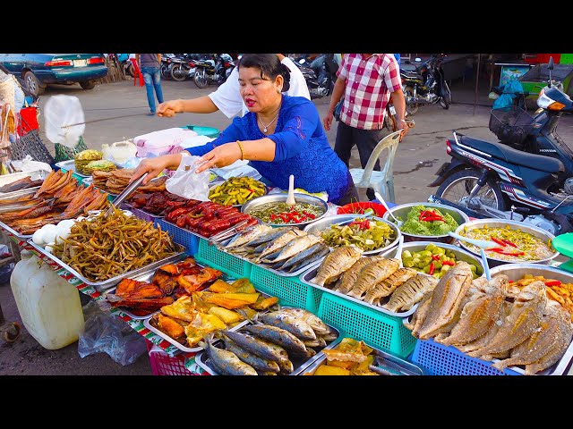 Most Famous Place for Grilled Fish, Chicken Thighs & Khmer Pickle in Phsar Lue |SiemReap Street Food class=