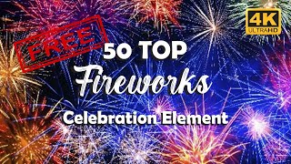 50 Top Fireworks Element Christmas & New Years | Alpha Channel | Greenscreen | No Copyright