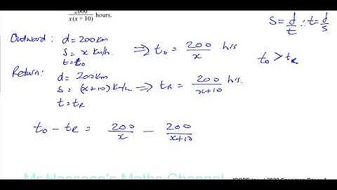 0580/04/SP/20 (IGCSE) 2020 Specimen Paper 4 Q5b Constructing Equations   Algebraic Fractions