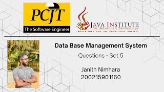 Question Set 5 | Database Management System | Java Institute