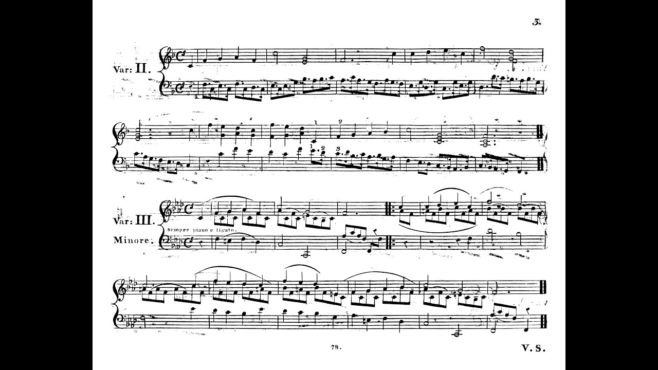Ludwig van Beethoven - Variations on a Swiss Song for Harp, WoO 64 (1790) [Score-Video]