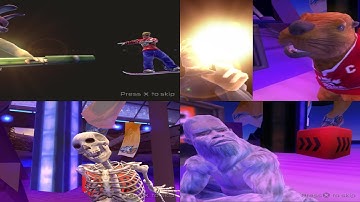 SSX 3 All CHEAT CHARACTERS Challenged By Every Cheat Character (FREESTYLE RIVAL Cut Scenes)