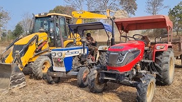 New Jcb 3dx Eco Xpert Machine Loading Mud In Mahindra Yuvo and Swaraj Tractor | Jcb Tractor Cartoon