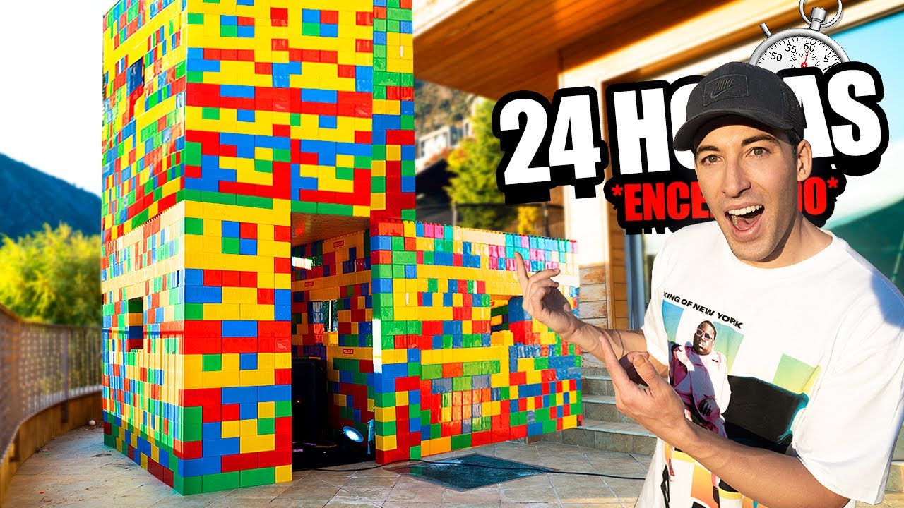 24 HOUR CHALLENGE IN HUGE LEGO HOUSE! 