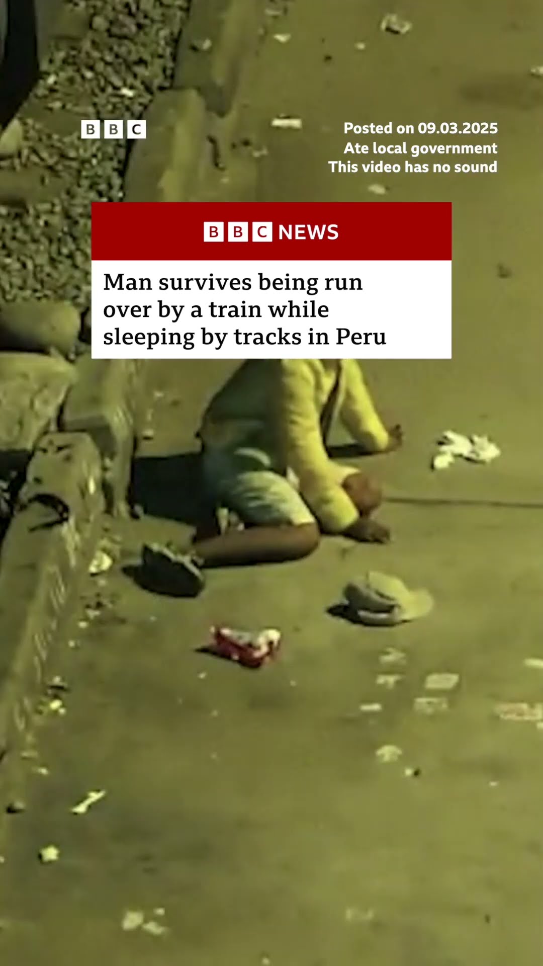 A man has survived being run over by a train while sleeping by train tracks in Peru. #Peru #BBCNews