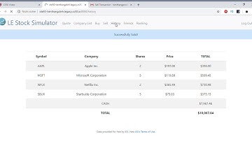 LE Stock Simulator - CS50 Final Project