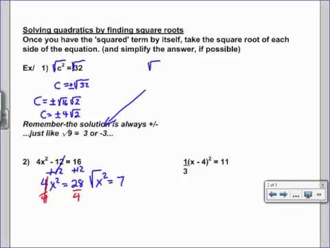 4 5 Solving Equations by Finding Square Roots - YouTube