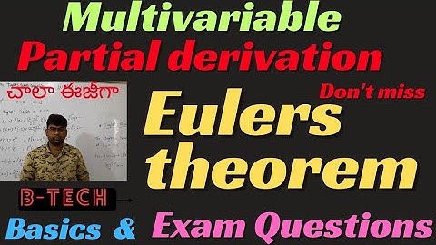 eulers theorem|multivariable calculus|partial derivatives|btech #eulertheorem #btechmaths #partial