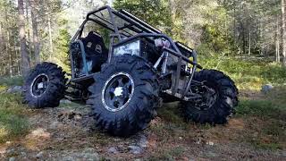 Rear steering test. Home made offroad buggy 4x4 1000cc 4wheel steering