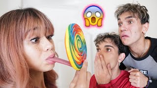 My Girlfriend’s Tongue Got STUCK On A Lollipop!