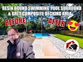 Professional resin bound swimming pool surround  grey composite decking kola construction ringwood