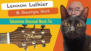 Takamine unusual fix for neck reset and crushed body repair.