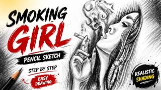 Easy Smoking Girl Sketch 😍 | Realistic Shading Tutorial | Meharban Painter | Pencil Sketch
