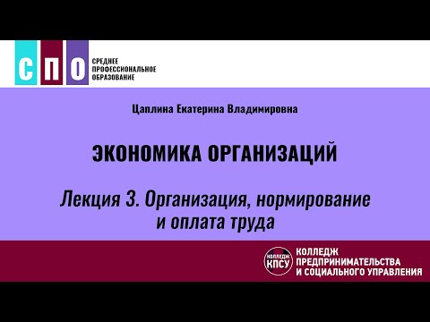 Лекция 3. Организация, нормирование и оплата труда - Экономика организаций