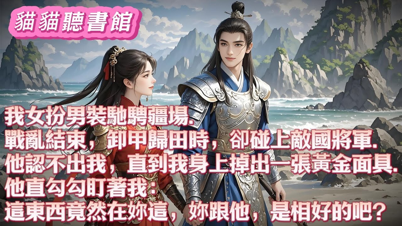 我女扮男裝馳騁疆場，戰亂結束，卸甲歸田時，卻碰上敵國將軍。他認不出我，直到我身上掉出黃金面具。他說：這東西竟然在妳這，妳跟他，是相好的吧？#小說 #古風 #有聲書 #有聲小說#一口气看完#漫画解说