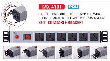 Surge protector 6 Universal Socket Switch Circuit Breaker Wall Rack Mountable Rotatable PDU 6Amp
