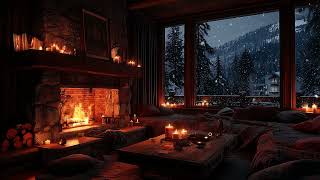 Peaceful Fireplace & Soft Piano Music | Cozy Winter Night Ambience for Sleep and Relaxation