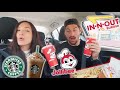 LETTING the person in front of us DECIDE what we EAT!  | Jollibee, Starbucks + In-N-Out MUKBANG