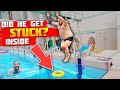 BIG MAN vs tiny DONUT | Challenge not to go stuck in swimming pool