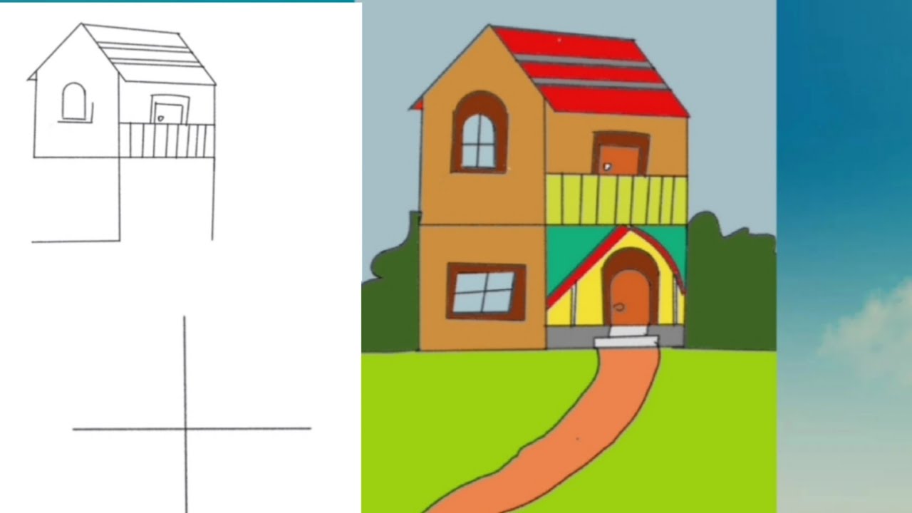 24 June 2022 Learn How To Draw A Double Story House This Drawing Is 