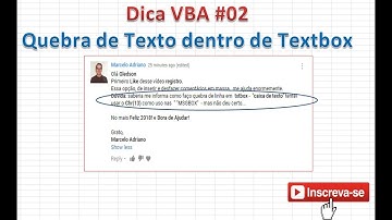 Dica VBA #02 Quebra de Texto dentro de Textbox | Dicas para iniciantes de VBA no EXCEL