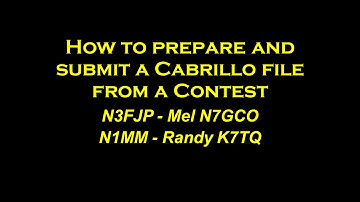 How to Prepare and Submit a Cabrillo Log