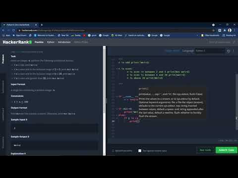 HackerRank Python Problem No 1 || If elif else - YouTube