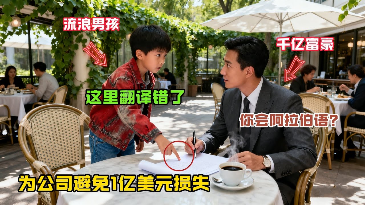 “這裡翻譯錯了！”流浪男孩指着文件對千億富豪説，這一髮現讓富豪避免了1億美元的損失…#故事分享#感人故事#故事频道