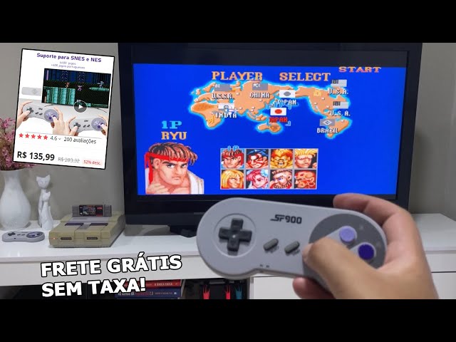 Vídeo Game Super Nintendo Retro com mais de 1.500 Jogos + 2 controles