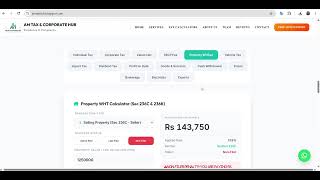 FBR PAKISTAN TAX CALCULATOR TOOL , WITHOLDING TAX, SERIVCES, PROPERTY TAX, 236K,C , VEHICALE TAX,