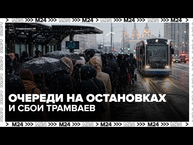 Очереди на остановках и сбои трамваев: погода осложнила движение в Москве