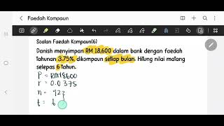 Tingkatan 3 bab 3: simpanan dan pelaburan (Faedah kompaun : soalan 5)
