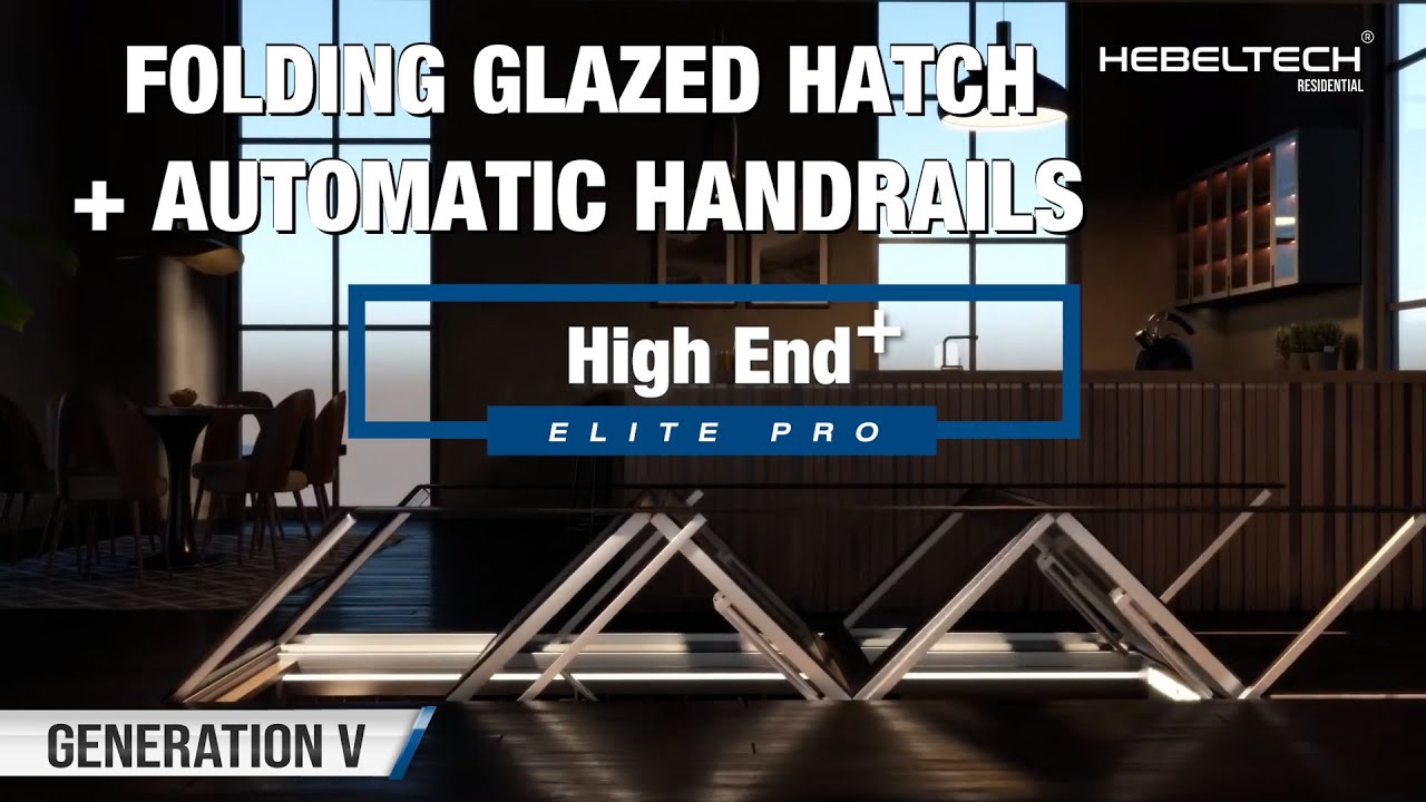 Folding Glazed Hatch + Automatic Handrails for basement, attic or wine cellar access - Trap Door