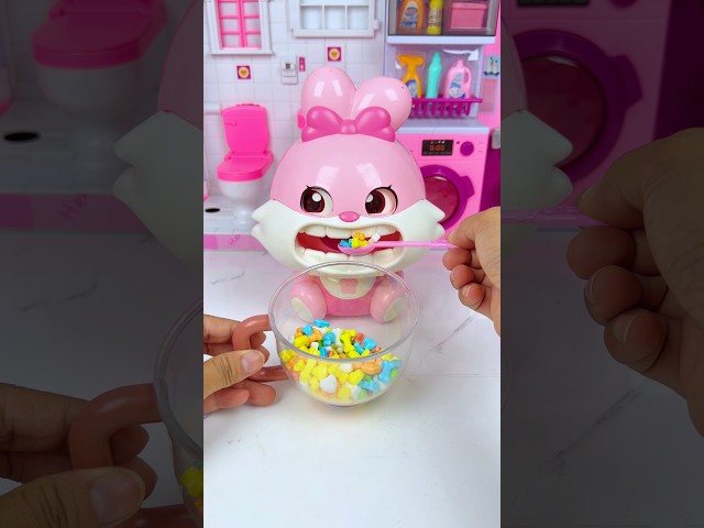 Pink Rabbit Eating Fruit Candy Set Toys, Satisfying With Unboxing Miniature ASMR Videos