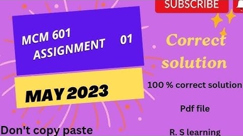 MCM601 assignment 1 |file link in dscription |solution 2023