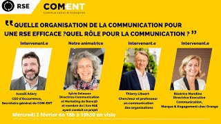 REPLAY// [TALK] Quelle organisation pour une RSE efficace ? Quel rôle pour la communication ?