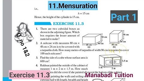 8th class maths| Chapter 11|Mensuration| 💁Exercise 11.3 |Q no 1&2| part 1|CBSE|NCERT|