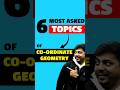 6 MOST ASKED TOPICS COORDINATE GEOMETRY | JEE 2026 #jee #jeeexam #iitjee #jeemains #geometry #shorts