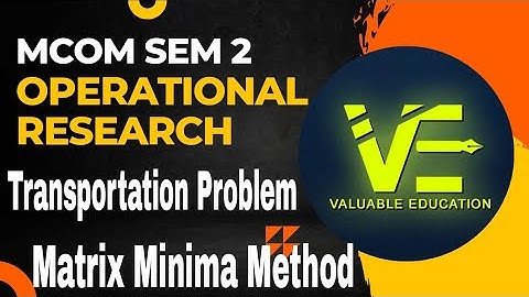 Matrix Minima Method l Transportation Problem l Operational research l Mcom sem 2 in hindi
