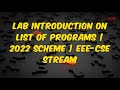 | BMATE101 Mathematics-I | Lab Introduction on List of Programs | 2022 Scheme | EEE Stream |