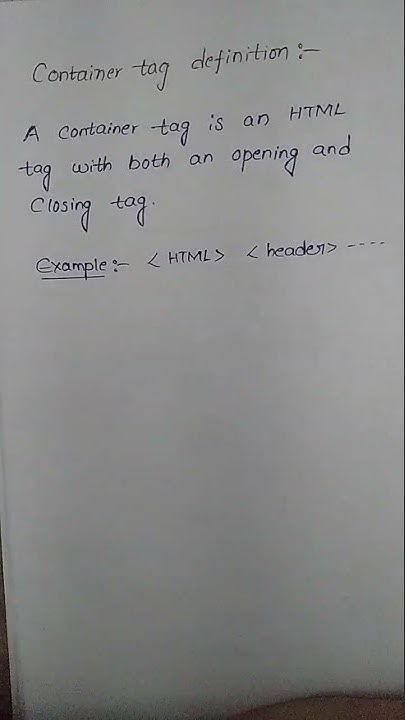 container tag definition in html - YouTube