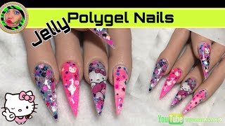 Polygel nail tutorial |Makartt Pink Kit Hello Kitty  Nails tutorial